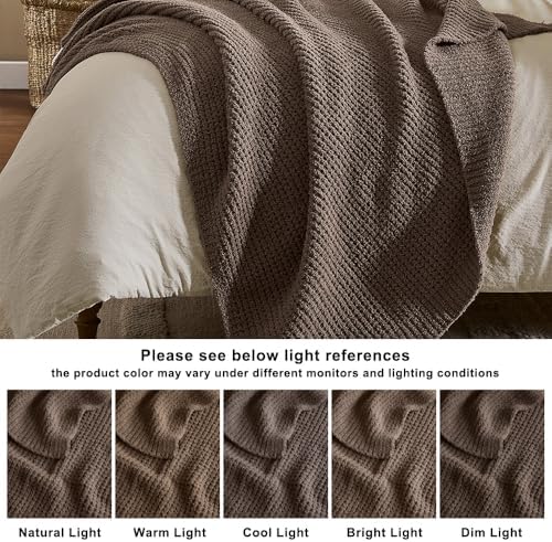 WDCOZY Taupe Waffle Throw Blanket for Couch Bed, Reversible Super Soft