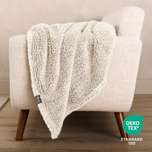 Bare Home Faux Shearling Blanket (King, Tipped Oyster)