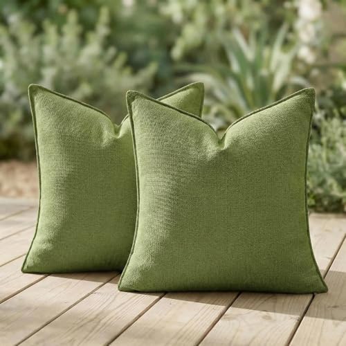 Fancy Homi Pack of 2 Water Resistant Soft Chenille Decorative Outdoor