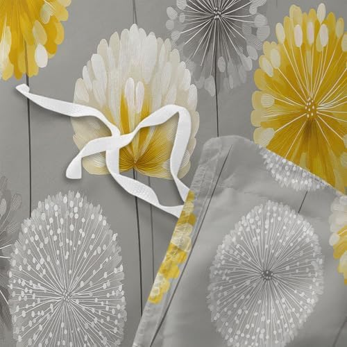 Grey Duvet Cover Set King 3PCS Bedding Set Plant Dandelion Minimalism
