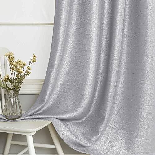 Silver Curtains 63 Inch Length for Kids Bedroom 2 Panels Grommet Semi
