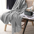 LOMAO Knitted Throw Blanket with Tassels Bubble Textured Soft