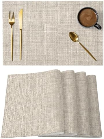 Round Placemats Set of 12 Minimalist Cream Beige Place Mats Rustic