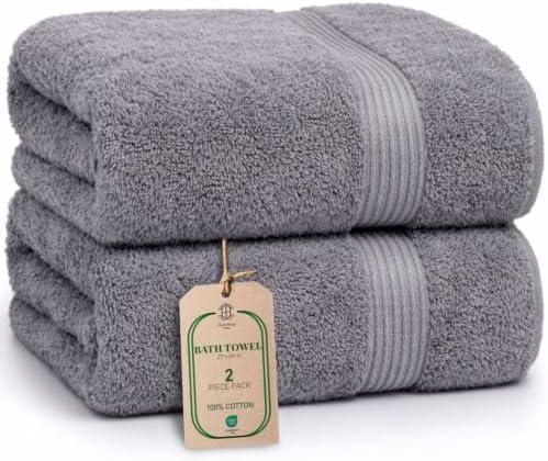 Luxe 2-Piece Bath Towel Set – Large Soft Cotton Towels, Absorbent