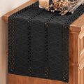 Artoid Mode Black Woven Farmhouse Hollow Table Runner 12x120 Inch