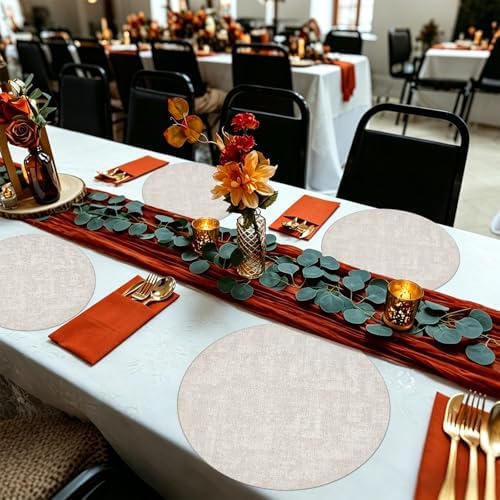 Vinyl Placemats Set of 10, 13" Faux Leather Heat Resistant Place Mats