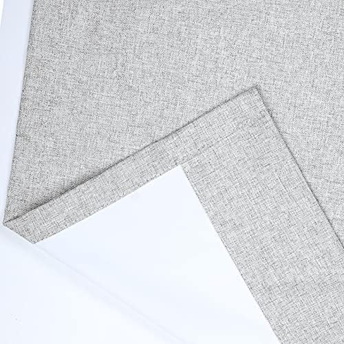 TWOPAGES Grey Linen Pinch Pleated Blackout Curtain, 50W x 108L
