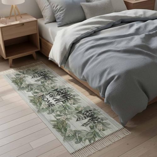 Farmhouse Leaves Hallway Runner Rug 2'x5', Florals Country Vintage