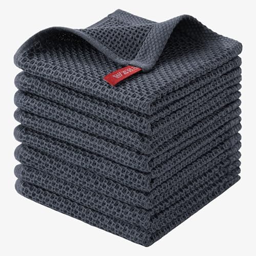 joybest Cotton Kitchen Dish Cloths, 8-Pack Waffle Weave Ultra Soft