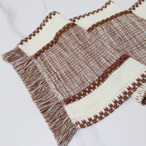 Macrame Table Runner Caramel Rust Fall Boho Woven Farmhouse Rustic