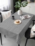 Grey Linen Pattern Rectangle Tablecloth 60 x 120 Inches Rustic Fabric