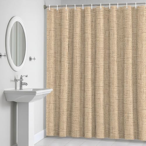 Beige Khaki Solid Shower Curtain 84 inches Extra Long Minimalist Cloth
