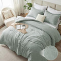 CozyLux California King Comforter Set, Heathered Sage Green, 3 Pieces