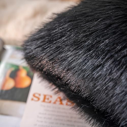 Neelvin Black Faux Fur Cozy Fluffy Double-Sided Decorative Throw