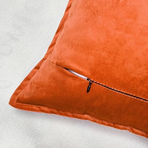 VAKADO Burnt Orange Rust Fall Velvet Throw Pillow Covers 18x18 Set of