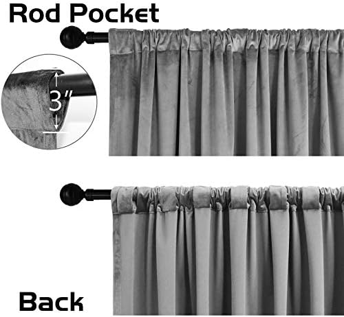SNITIE Grey 108 in Long Velvet Curtains with Back Tab and Rod Pocket