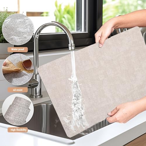 Artificial Leather Placemats, Set of 6 (Beige)
