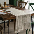Boho Table Runner Macrame 108 Inches Long, Cotton Linen Dining Table