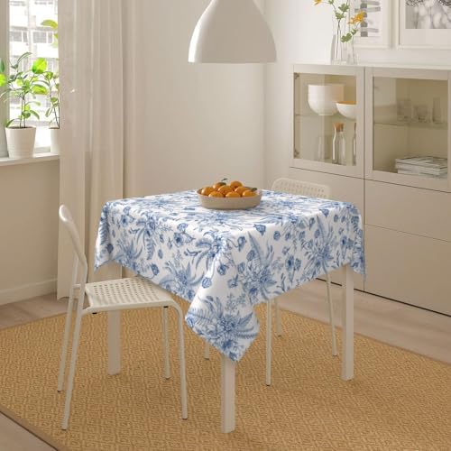 Blue Floral Square Tablecloth 60x60 Inch Square Blue and White