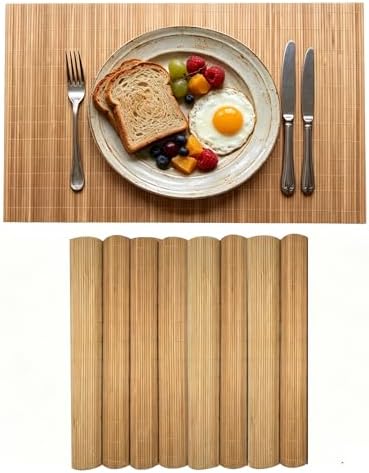 8-Pack Bamboo Placemats,Woven Heat-Resistant Rectangular Table