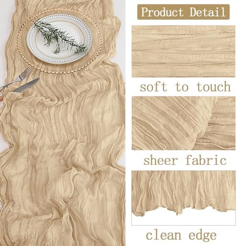 16 Pack Beige Cheesecloth Table Runner 20 x 120 inch Gauze Table