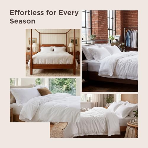Bedsure Prewashed Duvet Cover Only, Cotton-Like Feel, Beige, Queen