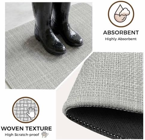 Rustic Light Gray Bathroom Runner Rugs Non Slip Washable Absorbent