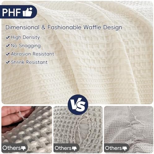 PHF Lightweight Waffle Weave Blanket King for Bed Coconut White