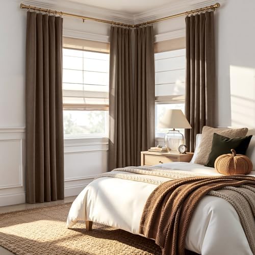 RYB HOME Brown 100% Blackout Curtains 96 Inch Long for Living Dining