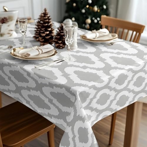 Ethnic Line Pattern Print Square Tablecloth, Waterproof Vinyl Table
