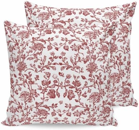 Dark Red Floral Paisley Pillow Covers 18x18 inch Set of 2 Boho Leaf