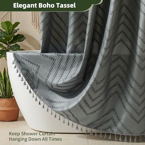 Siiluminisoy Gray Shower Curtain for Bathroom Fabric Boho Shower