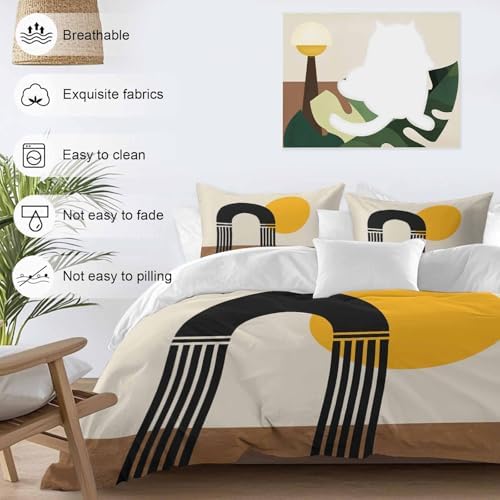 Modern Boho Bedding 3 Piece Duvet Cover Set Queen Size, Geometric