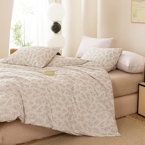 ECOCOTT Floral Botanical Duvet Cover King Size, Soft Breathable