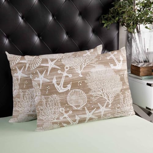 Outdoor Pillow Covers with Inserts,Brown Anchor Nautical Waterproof