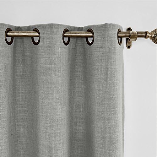 TWOPAGES Liz Linen Grommet Room Darkening Curtains,Rock Grey,52Wx63L