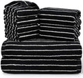 Jacquotha 8 Piece Black Towels Set for Bathroom, Striped, Cotton