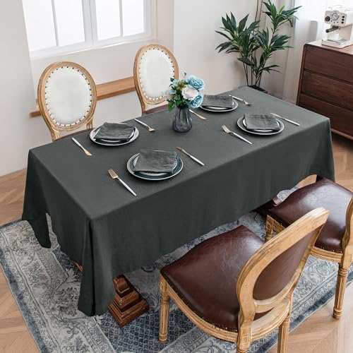 Linen World 100% Linen Tablecloth,Grey Tablecloth 120" x 60"