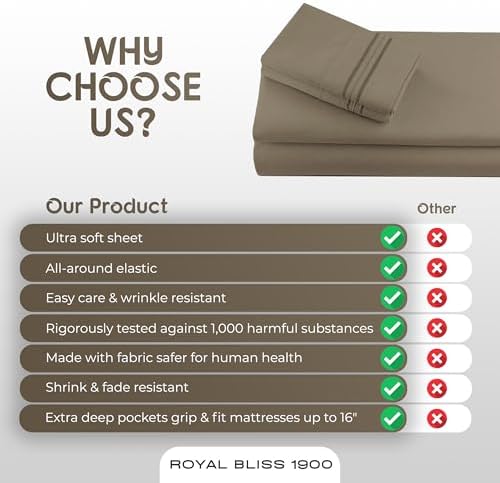 Split King Sheets Set for Adjustable Bed - 5pc Microfiber