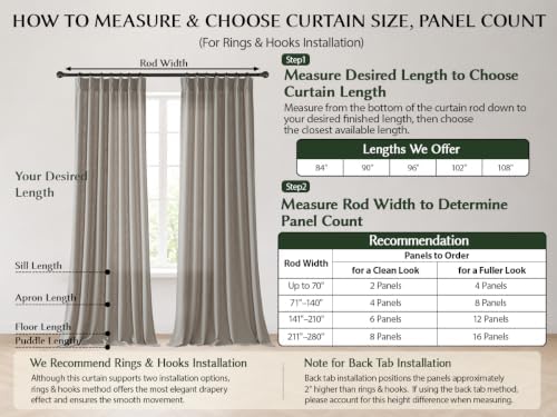 Semi Sheer Pinch Pleated Linen Curtains for Living Room 96 Inches
