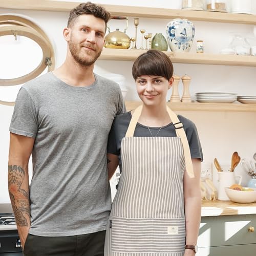 Adjustable Kitchen Apron 2pcs, Hand-wiping Oilproof Cotton-linen