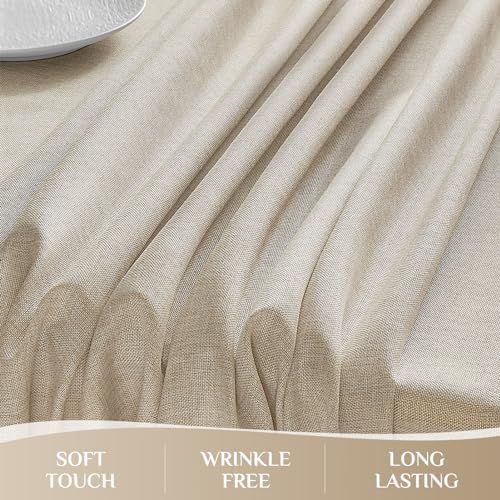 Softalker Small Tablecloth Beige 52x70 Inch Rectangle Linen Textured