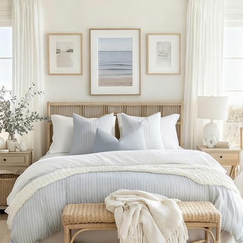 YCOLL Farmhouse Pillow Covers 22x22, Modern Accent Square Throw Pillow