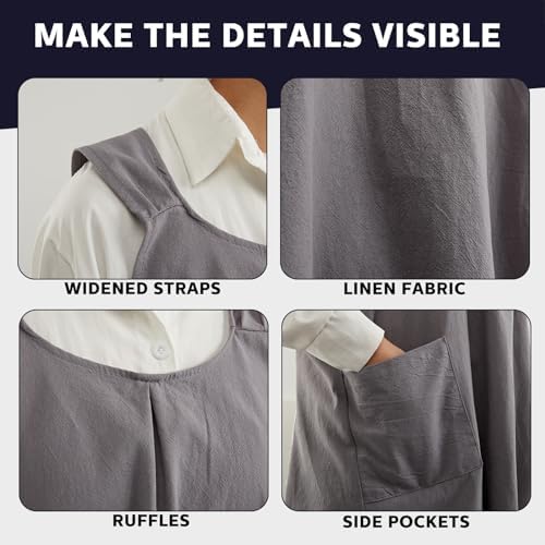 JaGely 2 Pack Japanese Linen Cross Back Kitchen Cooking Aprons for