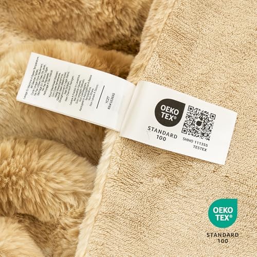 Cozy Bliss Deluxe Striped Rabbit Faux Fur Throw Blanket, 60"x80"