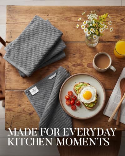 Bumble Kitchen Towels (6-Pack), 16"x25", 100% Cotton, Dish Towels Gray