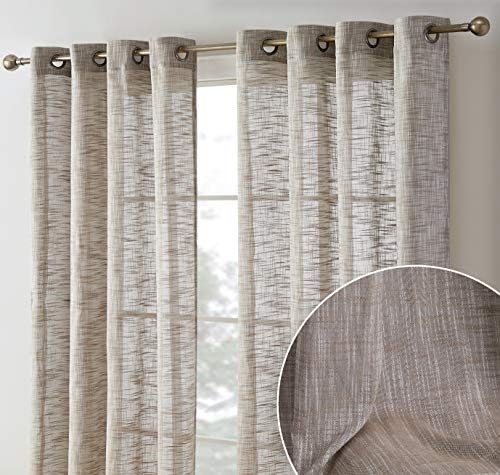 HLC.ME Madison Faux Linen Textured Semi Sheer Privacy Light Filtering