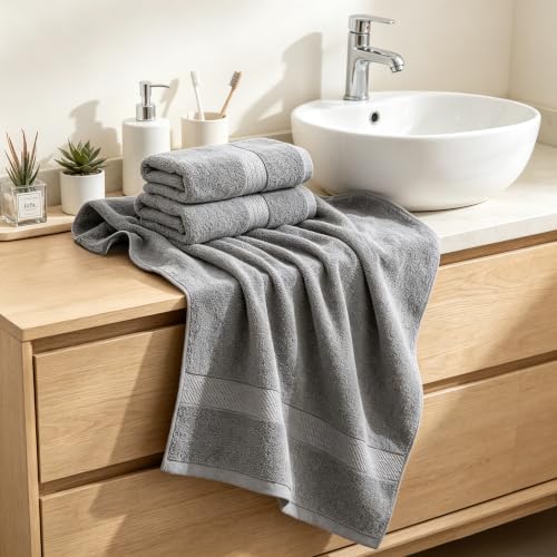 100% Cotton Hand Towel Set of 4, Oversized Ultra Soft Luxury Towels