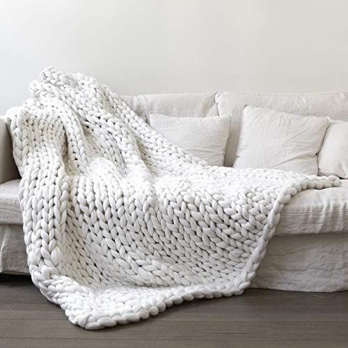 Knitted Blanket Throw Chunky Light Gray, Chunky Knit Throw Blankets
