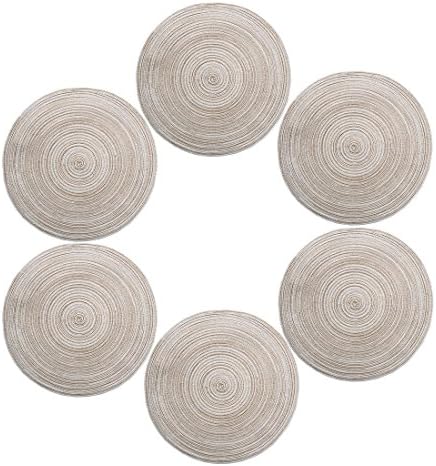 LEVINIS Beige Placemats, 14-Inch Round Placemat Braided Woven